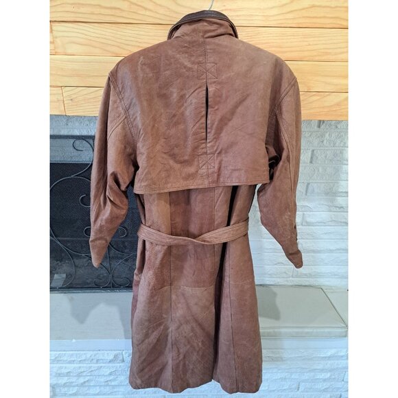 Adventure Bound Men's Leather Duster Long Length Trench Coat Lined Medium... - Picture 9 of 15